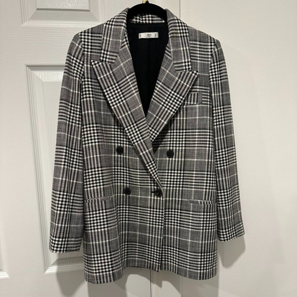 Mango Oversized Structured Check Blazer - image 3